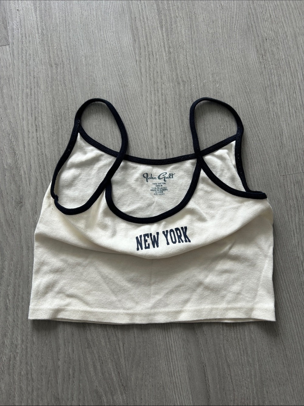 Brandy Melville White Cropped Camisole with Black Trim